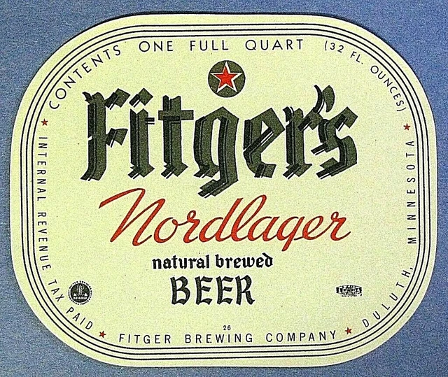 IRTP Fitger's NORDLAGER - NATURAL BREWED BEER label MN 1qt