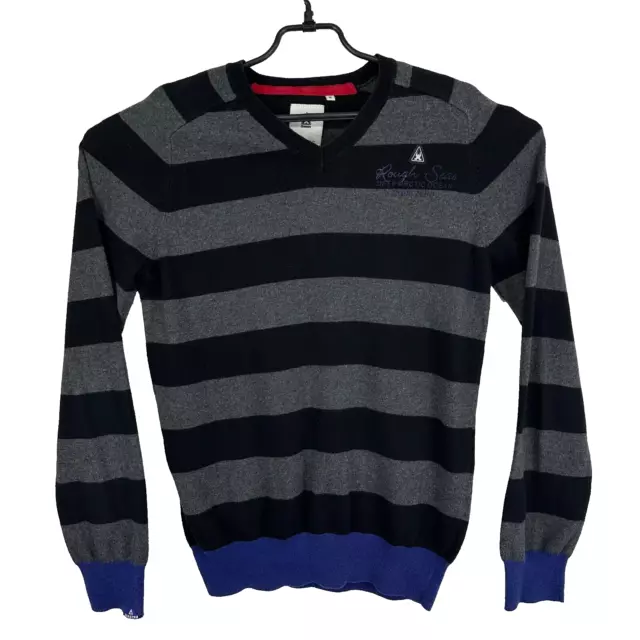 GAASTRA Jumper Mens MEDIUM Multicoloured Sweater V Neck Striped Cotton Cashmere