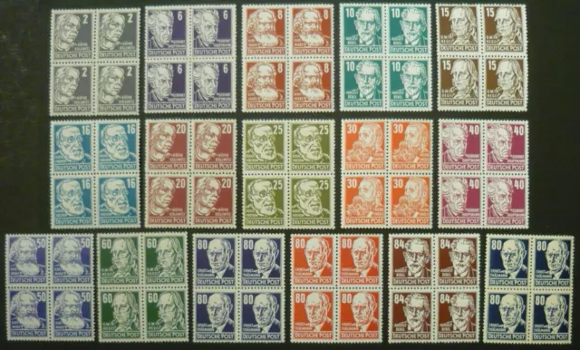 DDR, Köpfe, MiNr. 327-341, postfrisch, MNH, im Viererblock, Fotoattest, tadellos