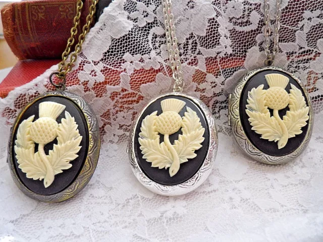 NECKLACE SCOTTISH THISTLE FLOWER Irish LOCKET GOLD SILVER CELTIC KILT PLAID NECKLACE SCOTTISH THISTLE FLOWER Irish LOCKET GOLD SILVER CELTIC KILT PLAID