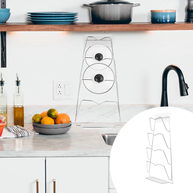 10 Supports Muraux Pour Couvercles De Casseroles - Adhésifs, Réglables, Noir (économiseur D'espace)