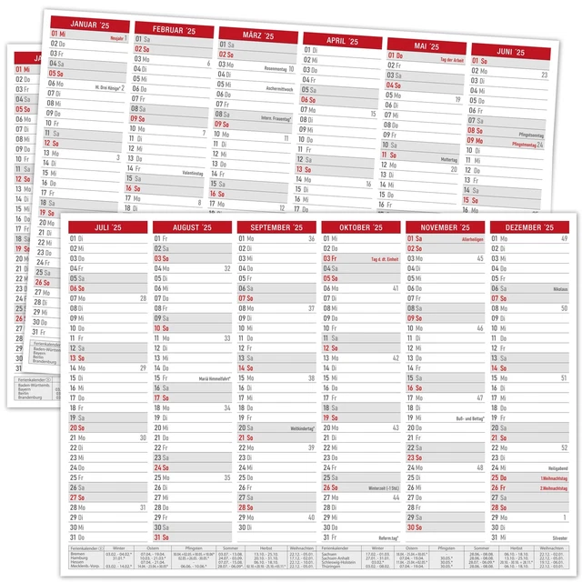TAFELKALENDER 2025 DIN A4 Wandkalender Wandplaner Jahresplaner 350g/m²