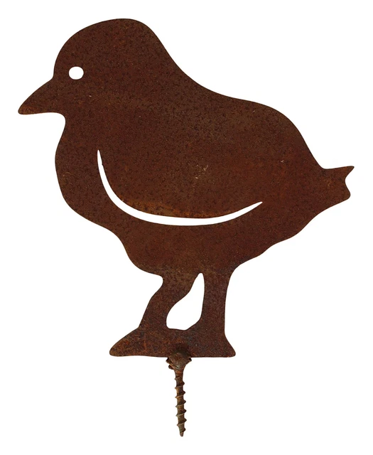 Rost Küken zum Einschrauben Gartendeko aus Metall Edelrost Huhn Gartendekoration