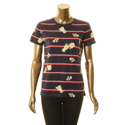 LAUREN RALPH LAUREN Women's Striped Floral Casual Shirt Top TEDO