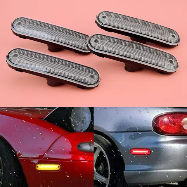 Clear Front + Rear LED Side Marker Lights Fit For Mazda MX-5 Miata 1990-2005