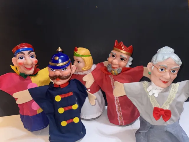 Vintage Mr. Rogers Neighborhood Hand Puppets Set Of 5 PBS Theatre 10 1/2” EXC