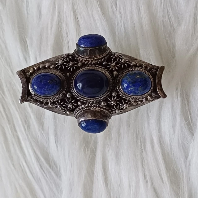 Bague Vintage En Argent Sterling Avec Perle De Lapis Lazuli - Taille 55
