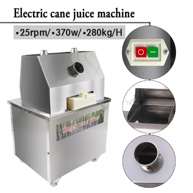 New 110V Commercial Vertical Electric Sugar Cane Juicer Extractor Press Machine