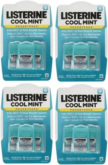 Tira respiratoria Listerine Cool Mint Pocketpak, (paquete de 12)