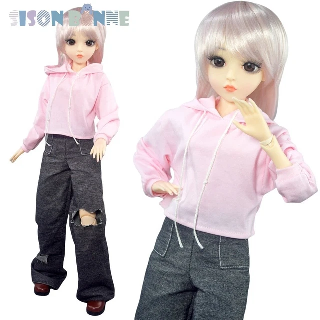 Poupée BJD 60cm - Avec Maquillage, Cheveux Courts, Chaussures Et Vêtements