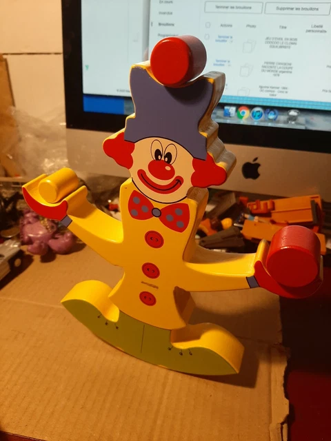 JEU D'EVEIL EN Bois Coocoo Le Clown Equilibriste EUR 11,99 - FR