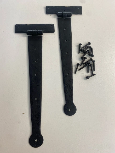 PENNY END TEE HINGES 1 PAIR VINTAGE RETRO LOOK HAND FORGED 12" waxed PE120