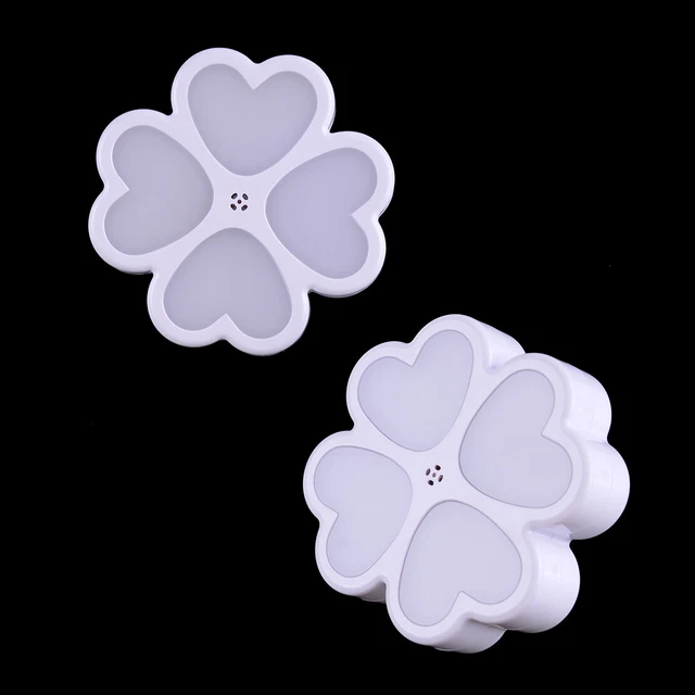 WHITE FOURLEAF CLOVER Shape Optical Induction LED Night Light Desk