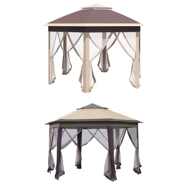 Gartenpavillon Faltpavillon mit Tasche 6 Seitenteile Doppeldach