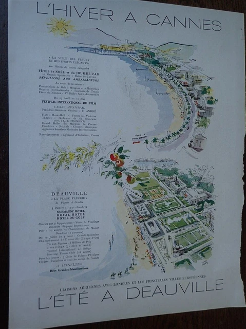 CANNES DEAUVILLE + bas GUI publicité papier FRANCE ILLUSTRATION NOEL 1951