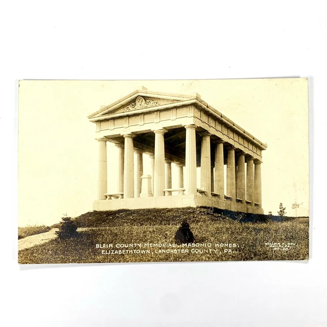RPPC Postcard Pennsylvania Elizabethtown PA Blair Memorial Masonic AZO 1910s