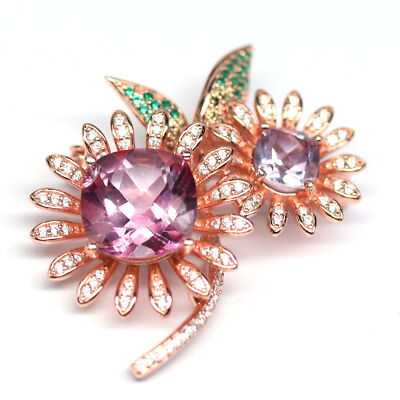CLR Naturel Déguisement Clr Topaze Améthyste Citrine Péridot Rhodolite Boucles 925 