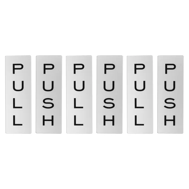 Insegna porta push push pull 6x2", 3 paia acrilico autoadesivo tonalità argento/nero