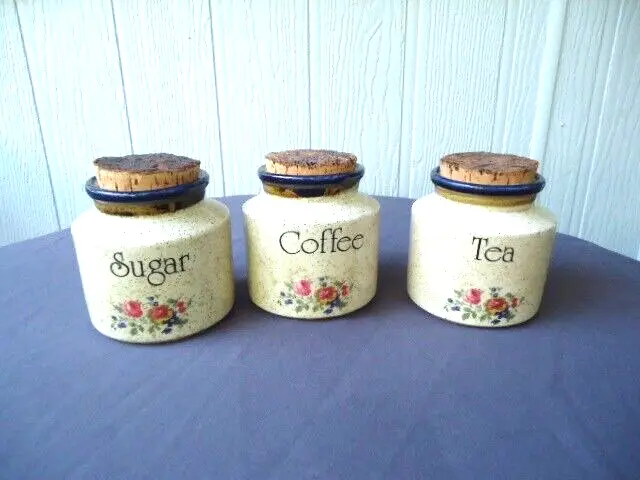 3 robert gordon Australian pottery annies range kitchen canister set tea coffee