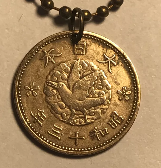 Japan 1 Sen COIN PENDANT Japanese Yr. 13 (1938). Great Gift 🎁