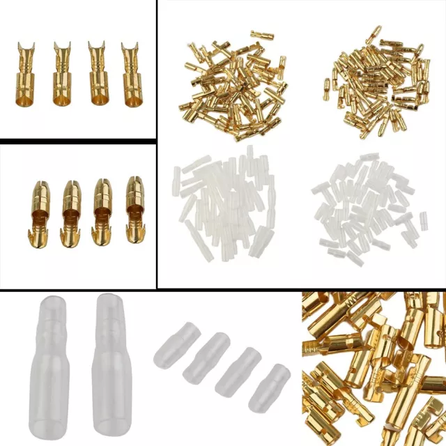 Set terminali bullet bullet spina pezzi di ricambio oro + trasparente nuovo