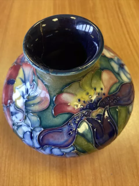 Moorcroft Orchid Vase 13/10 Repair To Rim