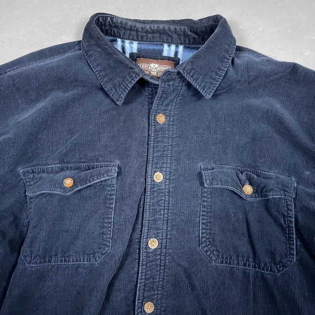 Levis Shirt Mens Extra Large Blue Corduroy Fleece Lined Jacket Chore Casual Work