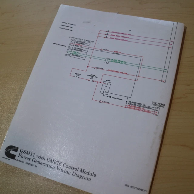 CUMMINS QSM11 CM876 Diesel Engine Electrical Wiring Schematic Diagram