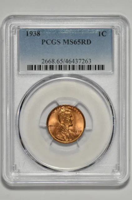 1938 1c Lincoln Wheat Cent PCGS MS 65 RD