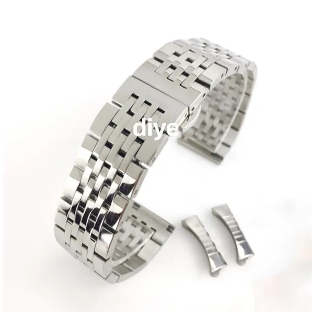 Unisex Straight+Hollow Curved 12-24mm Watch Band Strap Stainless Steel Bracelet