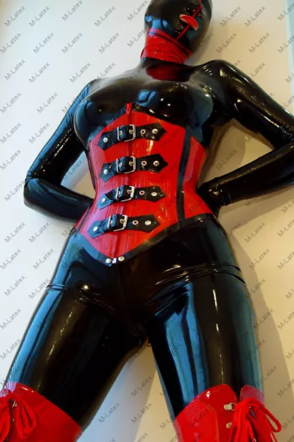 9961 Latex Gummi Rubber Corset Lace up bones buckle zipper customized 0.7mm sexy