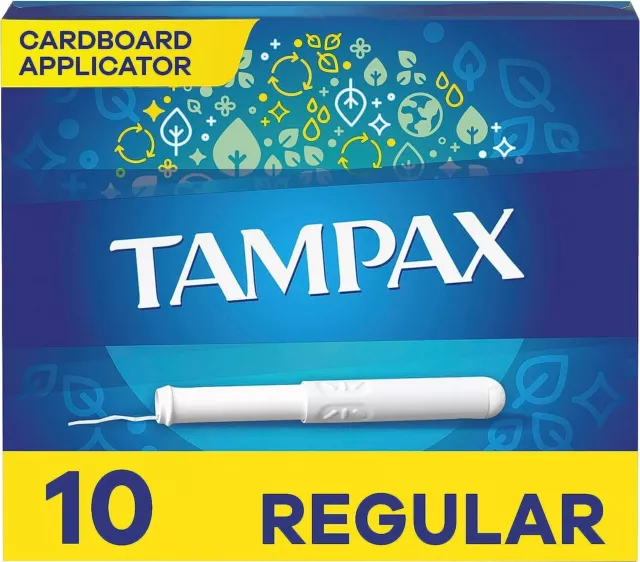 Tampax Cardboard Applicator, Regular, Absorbency Unscented 10 Tampons