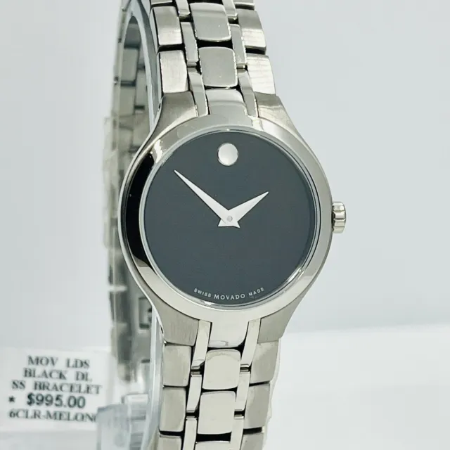 Movado Women's Museum Classic Silver Sapphire 26mm Steel Swiss Watch 0606368