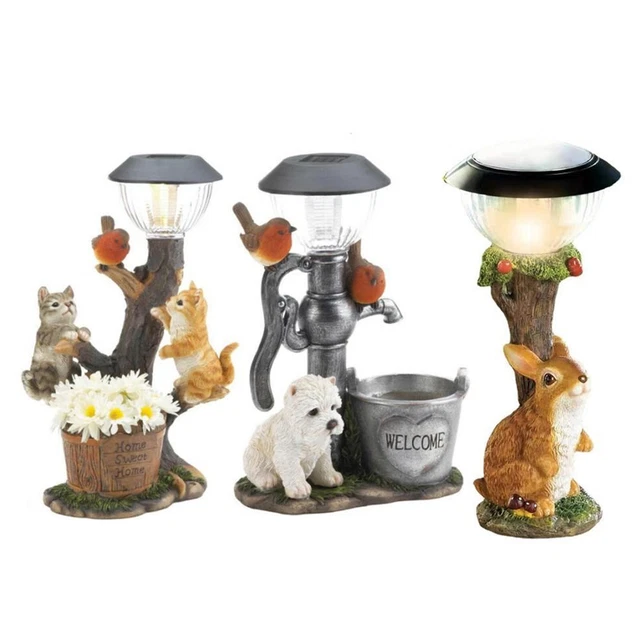 Whimsical Solar Powered Animal Ornament with Pot for Plant and Home Sweet Home