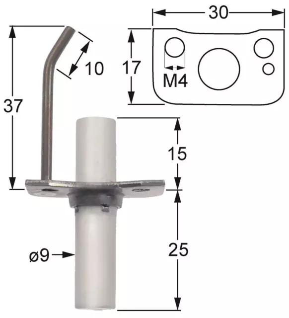 Rational Electrodo de Encendido para Vapores de Combi CM101, CM201, CM102, CM61,