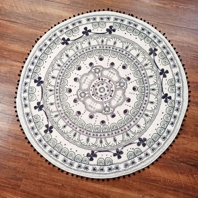 Vintage Round Area Rugs Washable Chic Bohemian Mandala Round Rug Boho Accent