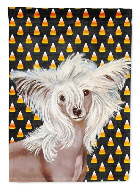 Chinese Crested Candy Corn Halloween Portrait Flag Garden Size LH9042GF