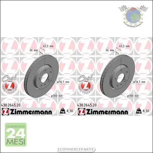 Kit 2x dischi freno Zimmermann COAT Z Anteriore per OPEL INSIGNIA B