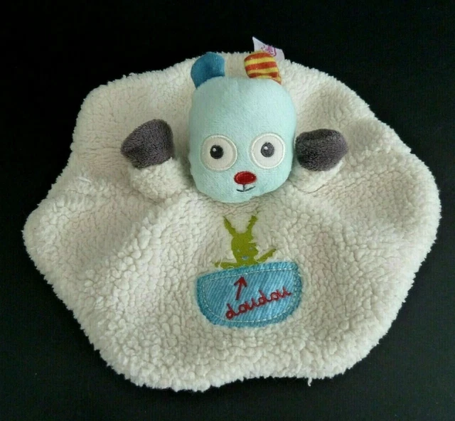 *. Doudou Plat Rond Pommette Lapin Ours Poche Blanc Bleu Vert - Ttbe