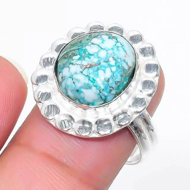 Pierre précieuse turquoise faite à la main en argent sterling 925, taille...