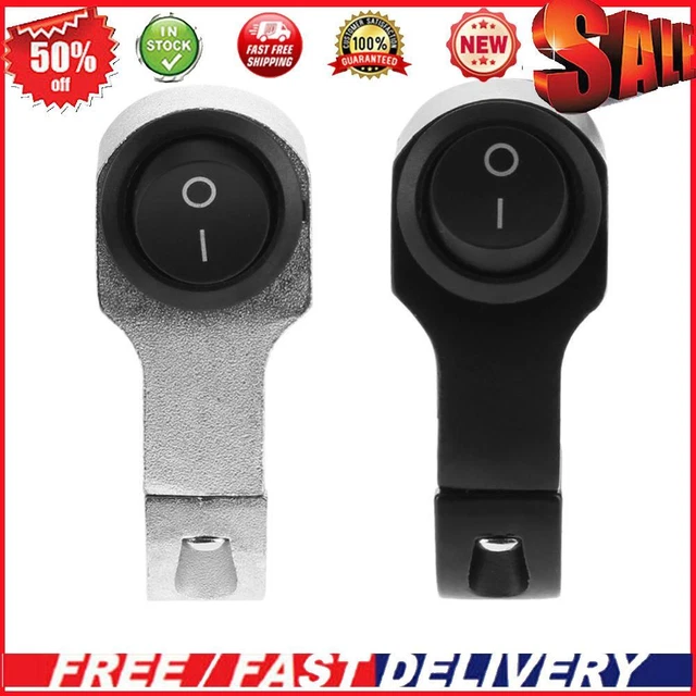 Aluminum 2-Wire 7/8in Motorcycle Handlebar Headlight On/Off Switch w/ LED