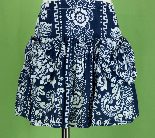 Best & Co boutique Lucy Sykes girls skirt EUC navy white flowers size 3-4