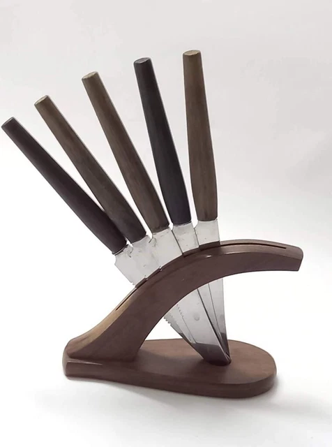 Vintage Solingen Wood Handle Butter Knives With Stand Set Of 6 Mid Century