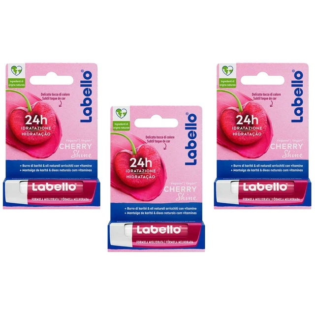 3pz Labello Cherry Shine Burrocacao balsamo labbra alla ciliegia vegano 5,5ml