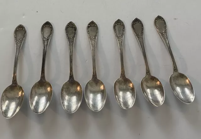 Antique ~ 6 Pc ~ 800 Silver ~ Demitasse Spoon 4 3/8"  ~ No Mono ~ Coffee Spoons