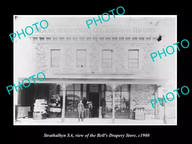 OLD LARGE HISTORIC PHOTO OF STRATHALBYN SA VIEW OF BELLS DRAPERY STORE c1900