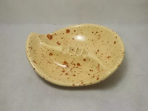 Vtg MCM SPECKEL GLAZED ASHTRAY  HEAVY CERAMIC ATOMIC AGE 6.5" X 5"