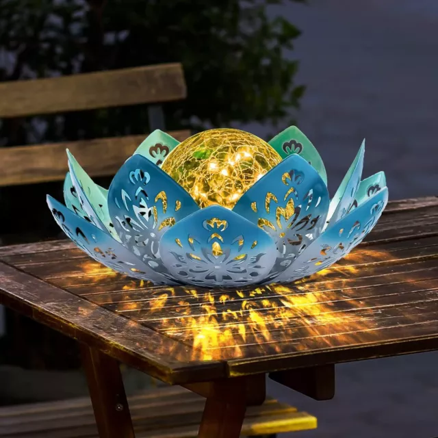 Garden Lights Outdoor  Solar  Decorative - Bright Lotus Flower Table Lamp,