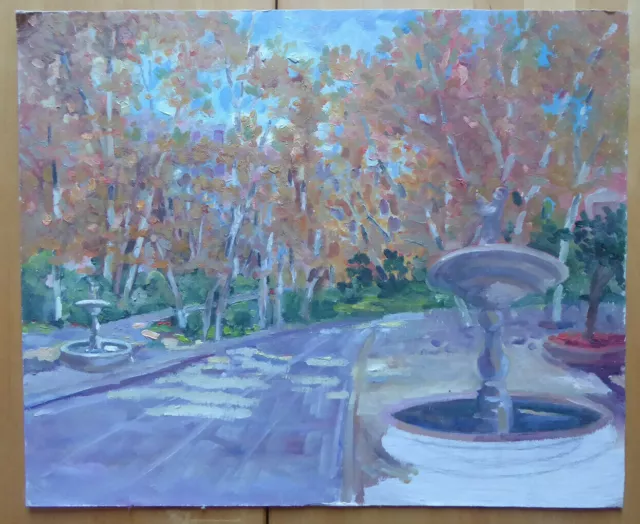 Viejo Cuadro No Se Sienten Acabado Vista Madrid Retiro Pintor Vicente Segura 900