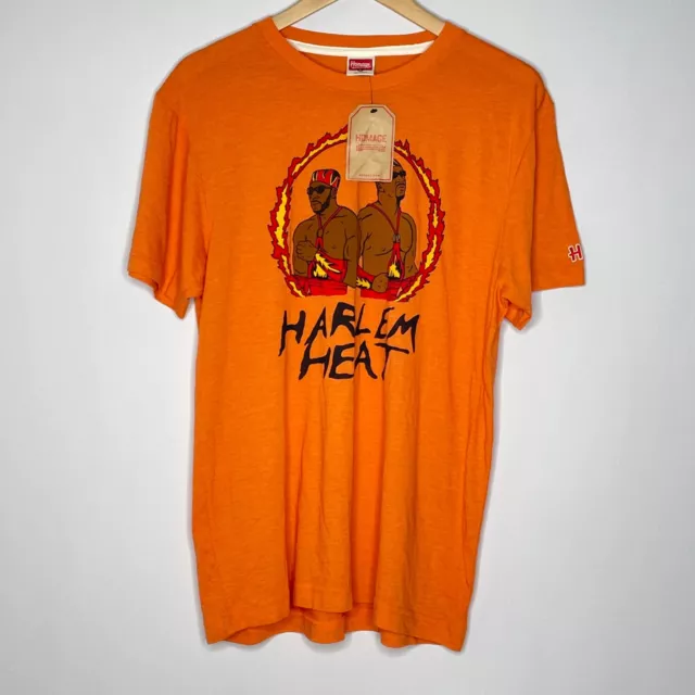 (Größe: M) WWE Harlem Heat (Booker T & Stevie Ray) T-Shirt Hommage orange mit Etikett